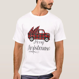 Frohe Weihnachts Buffalo Truck Tree Kariert für m T-Shirt