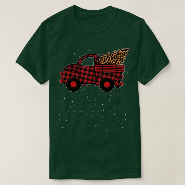 Frohe Weihnachts Buffalo Truck Tree Red Kariert 1 T-Shirt (Design vorne)