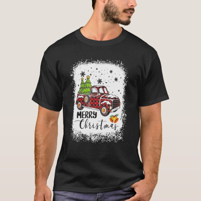 Frohe Weihnachts Buffalo Truck Tree Red Kariert Ch T-Shirt (Vorderseite)