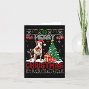Frohe Weihnachts-Bull Terrier Hund liebt hässliche Karte
