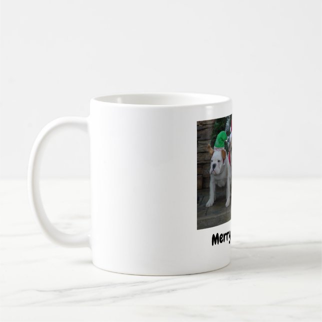Frohe Weihnachts-Bulldog-Tasse Kaffeetasse (Links)