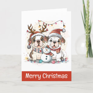 Frohe Weihnachts-Bulldogs Feiertagskarte