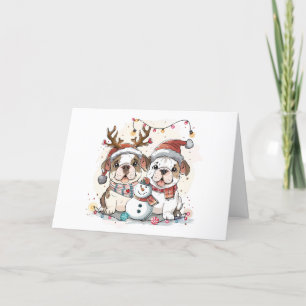 Frohe Weihnachts-Bulldogs Feiertagskarte