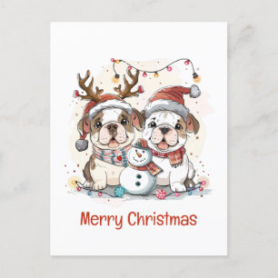Frohe Weihnachts-Bulldogs Feiertagspostkarte