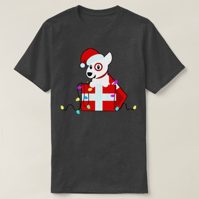 Frohe Weihnachts Bullseye Santa Dog Teammitglied T T-Shirt (Design vorne)