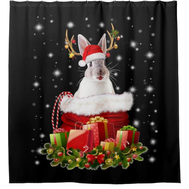 Frohe Weihnachts-Bunny-Geschenk für Bunny Lover Duschvorhang (Vorderseite)