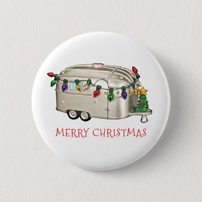 Frohe Weihnachts-Camping-Anhänger Button (Vorderseite)