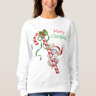 Frohe Weihnachts Candy Cane Mouse Niedlich Urlaub Sweatshirt