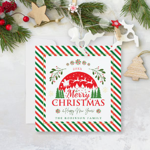 Frohe Weihnachts Candy Cane Peppermint Red & Green Feiertagskarte