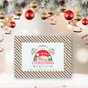 Frohe Weihnachts Candy Cane Peppermint Red & Green Feiertagskarte
