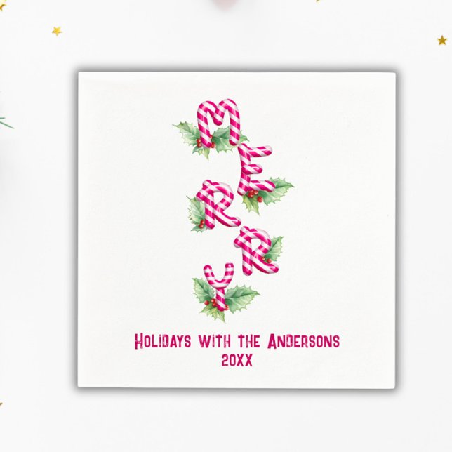 Frohe Weihnachts Candy Cane Red Green Holiday Serviette (Von Creator hochgeladen)