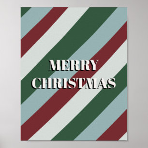 Frohe Weihnachts Candy Cane Streifenmuster Poster