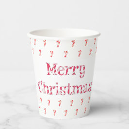Frohe Weihnachts Candy Cane Text und Muster Pappbecher