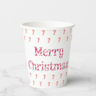 Frohe Weihnachts Candy Cane Text und Muster Pappbecher