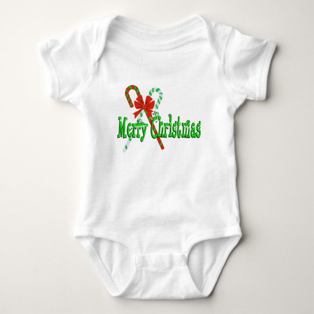 Frohe Weihnachts Candy Canes Baby Strampler (Vorderseite)