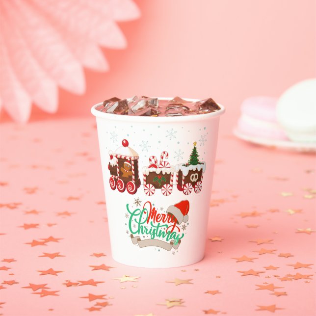 Frohe Weihnachts Candy Train Kaffee Tasse Pappbecher (Insitu)