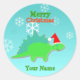 Frohe Weihnachts-Cartoon Dinosaurier Name Stickers