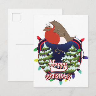 Frohe Weihnachts-Cartoon Robin Logo Ankündigungspostkarte
