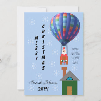 Frohe Weihnachts-Cartoon Santa in Hot Air Ballon Feiertagskarte