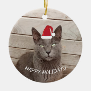 Frohe Weihnachts Cat Foto Keramik Ornament