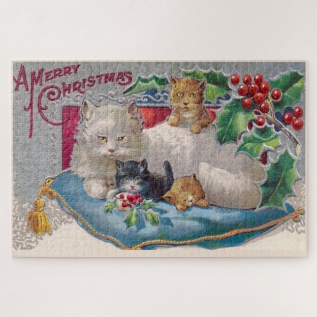 Frohe Weihnachts Cat Kittens Puzzle (Horizontal)