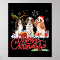 Frohe Weihnachts Cavalier King Santa Reindeer Ligh
