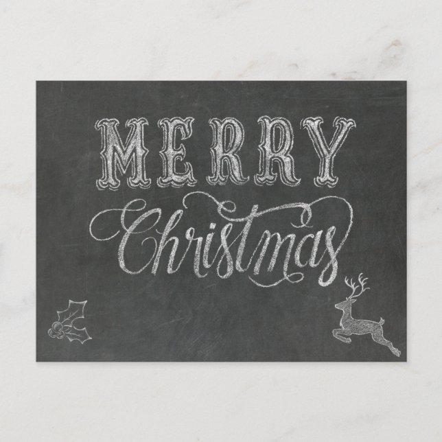 Frohe Weihnachts-Chalkboard-Design Postkarte (Vorderseite)