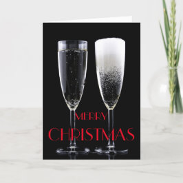Frohe Weihnachts Champagne Flute Gläser Cheers Feiertagskarte