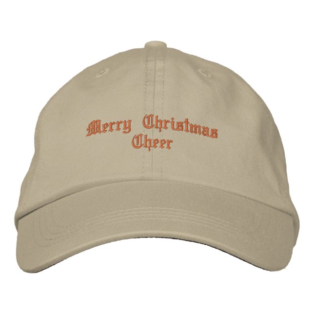 Frohe Weihnachts Cheer Khaki Farbdrucktext Eve Bestickte Baseballkappe (Vorderseite)