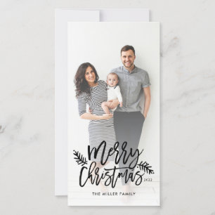Frohe Weihnachts Chic Hand Lettered Foto Feiertagskarte