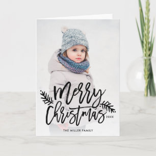 Frohe Weihnachts Chic Hand Lettered Holiday Foto Feiertagskarte