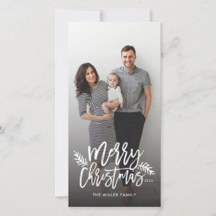 Frohe Weihnachts Chic Hand Lettered Holiday Foto Feiertagskarte