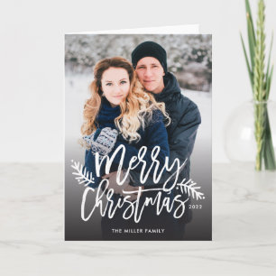 Frohe Weihnachts Chic Hand Lettered Holiday Foto Feiertagskarte