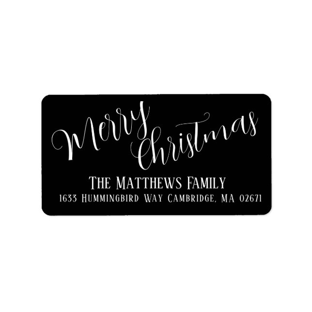 Frohe Weihnachts-Chic Hand Lettered Holiday Label Adressaufkleber (Vorne)