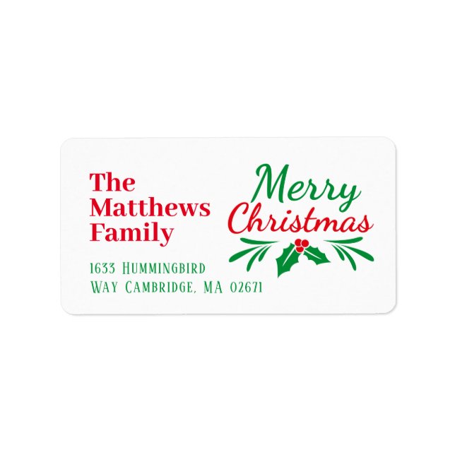 Frohe Weihnachts-Chic Hand Lettered Holiday Label Adressaufkleber (Vorne)