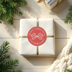 Frohe Weihnachts Chic Holiday Polka Dot Bow Runder Aufkleber