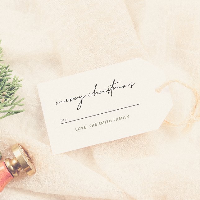 Frohe Weihnachts-Chic Lettering & Green Kariert Geschenkanhänger (Von Creator hochgeladen)