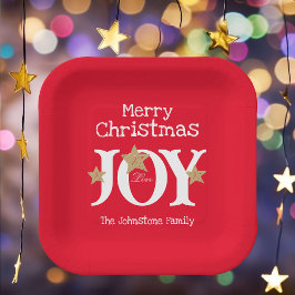 Frohe Weihnachts Chic Script Elegant Rotes Weihnac Pappteller