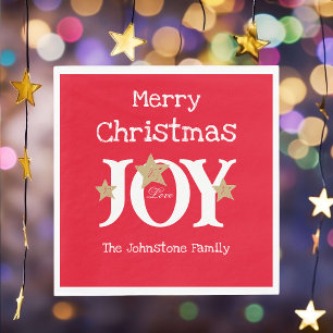 Frohe Weihnachts Chic Script Red Christmas Paper Serviette