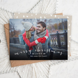 Frohe Weihnachts-Chic-Skriptüberlagerung Foto Feiertagskarte