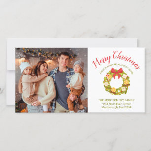 Frohe Weihnachts Citrus Wreath Familie Foto Moving Ankündigung