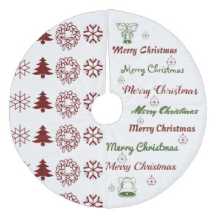 Frohe Weihnachts Collage Dark Red F Green Fleece Weihnachtsbaumdecke