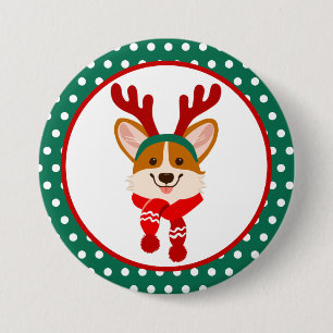 Frohe Weihnachts Corgi Dog Button