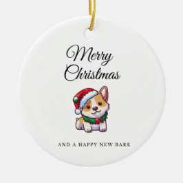 Frohe Weihnachts-Corgi-Keramik Keramik Ornament