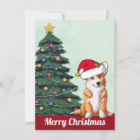 Frohe Weihnachts Corgi mit Schwanz Weihnachtsmannm