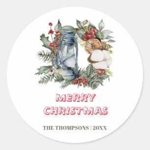 Frohe Weihnachts-Cotton Winterurlaub Rahmen Runder Aufkleber