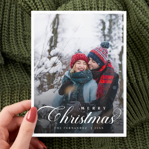 Frohe Weihnachts-Couple-Foto Moderne Schrift Postkarte