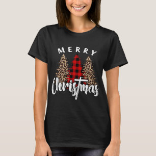 Frohe Weihnachts Cross Buffalo Kariert Leopard Pri T-Shirt