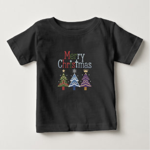 Frohe Weihnachts Cross Xmas Tree Retro Baby T-shirt