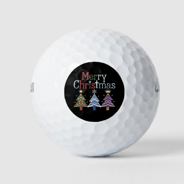 Frohe Weihnachts Cross Xmas Tree Retro Golfball (Vorderseite)